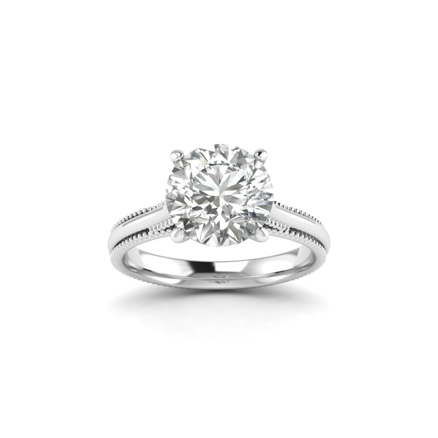 White Gold Studded 3 CARAT Lab Grown Diamond Ring-F Color VS1 Clarity.